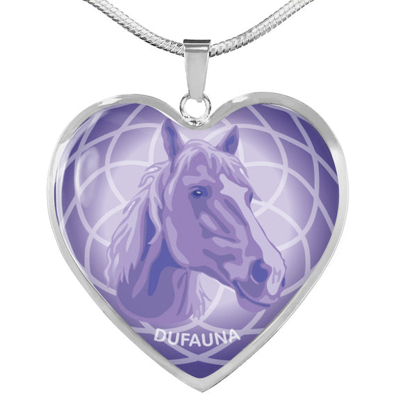 Purple Horse Profile Heart Necklace D21