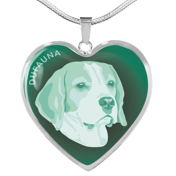 Mint Beagle Profile Dark Heart Necklace D22