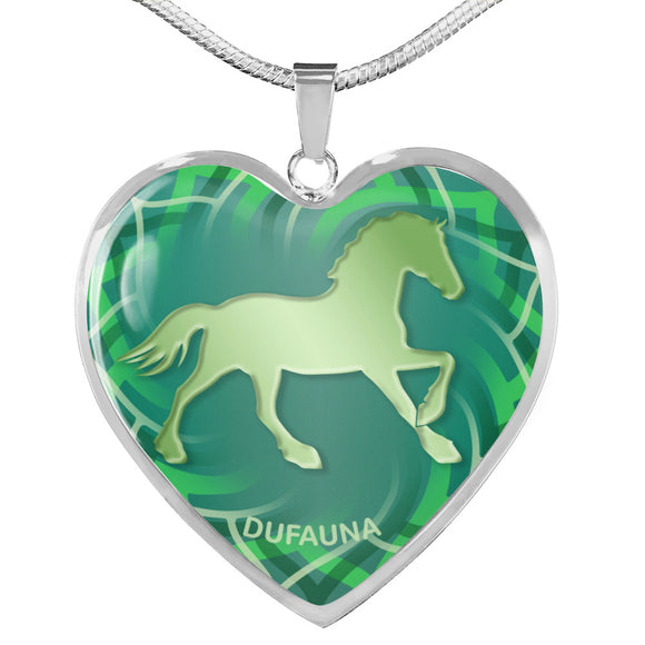 Green Horse Silhouette Heart Necklace D17