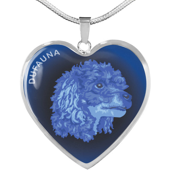 Blue Poodle Profile Dark Heart Necklace D22