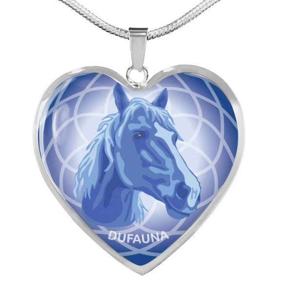 Blue Horse Profile Heart Necklace D21