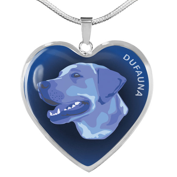 Blue Labrador Profile Dark Heart Necklace D22
