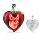 Red Corgi Profile Dark Heart Necklace D22