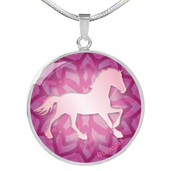 Soft Pink Horse Silhouette Necklace D18