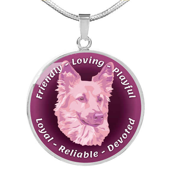 Soft Pink Dog Characteristics Necklace D20