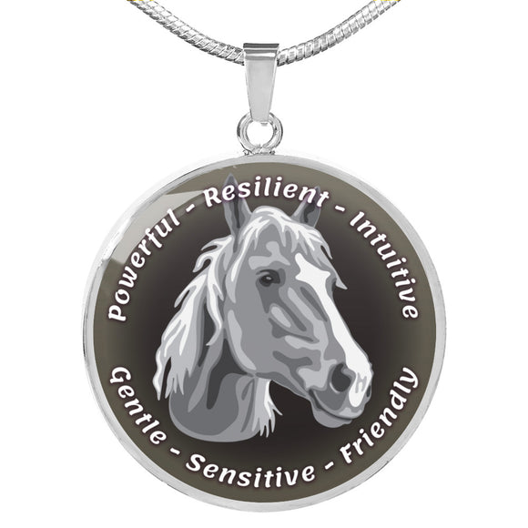Grey Horse Characteristics Necklace D20
