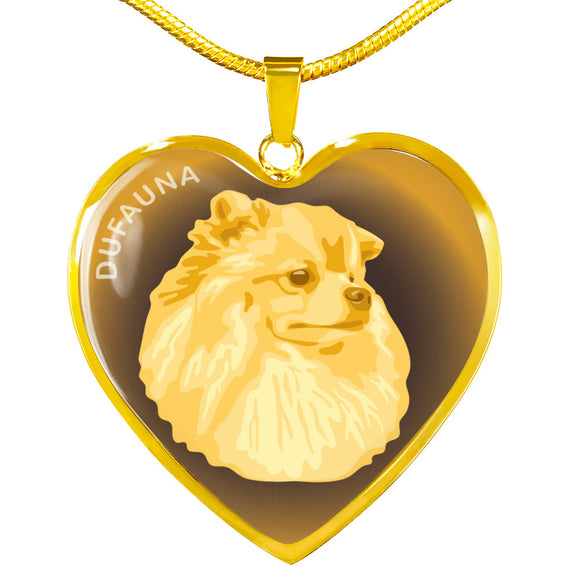 Yellow Pomeranian Profile Dark Heart Necklace D22