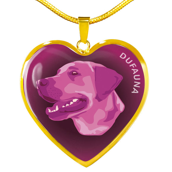 Berry Pink Labrador Profile Dark Heart Necklace D22