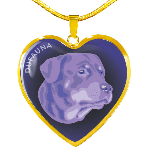 Purple Rottweiler Profile Dark Heart Necklace D22