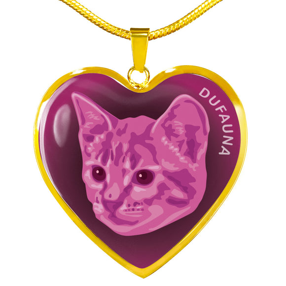 Berry Pink Cat Profile Dark Heart Necklace D22