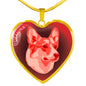 Red Corgi Profile Dark Heart Necklace D22