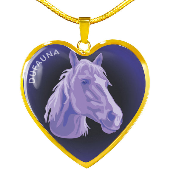 Purple Horse Profile Dark Heart Necklace D22