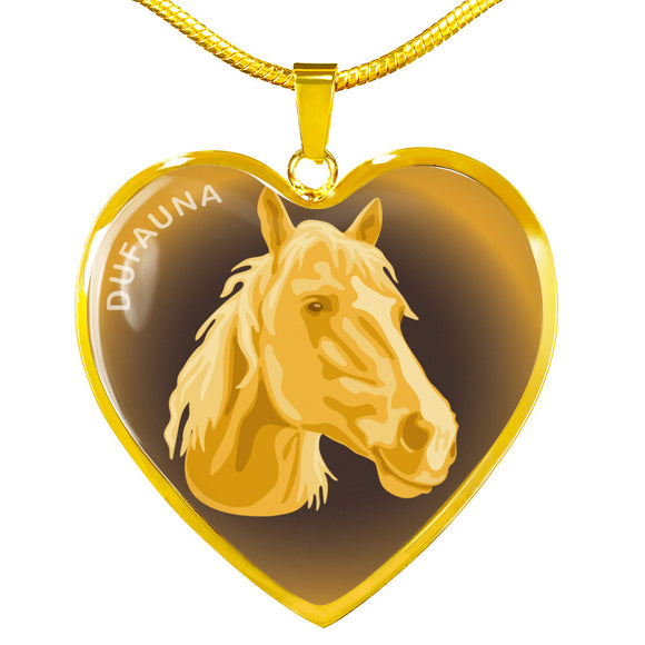 Yellow Horse Profile Dark Heart Necklace D22