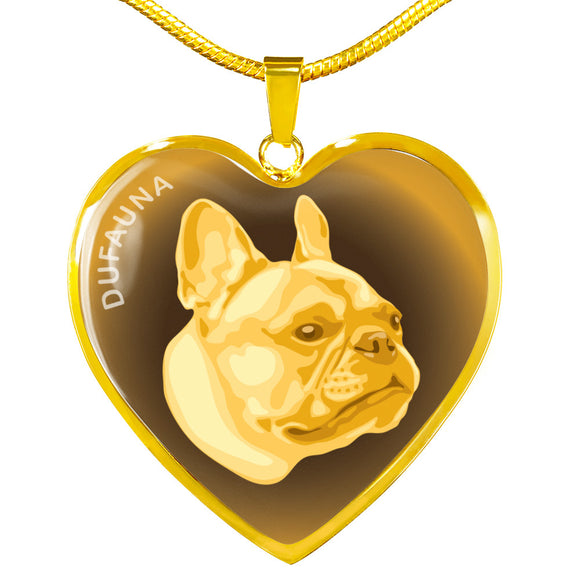 Yellow French Bulldog Profile Dark Heart Necklace D22