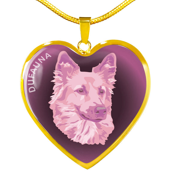 Soft Pink Dog Profile Dark Heart Necklace D22