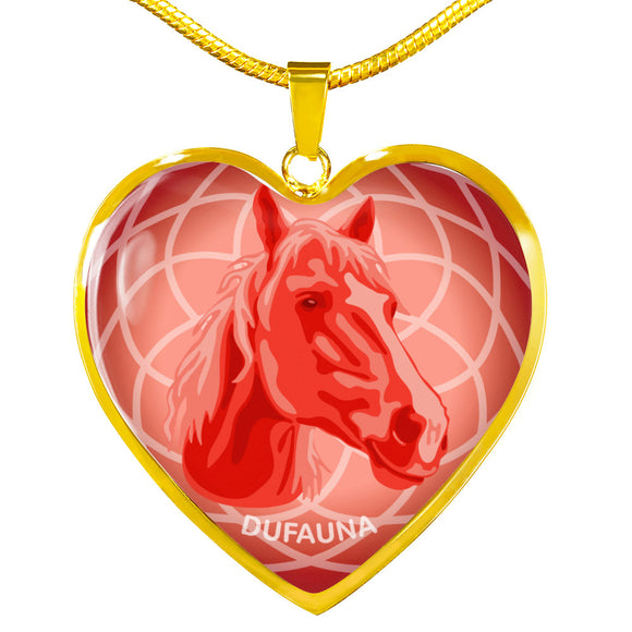 Red Horse Profile Heart Necklace D21