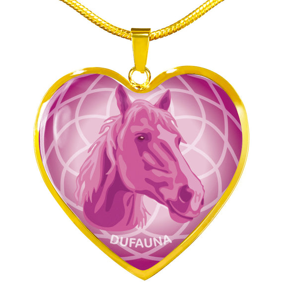 Berry Pink Horse Profile Heart Necklace D21