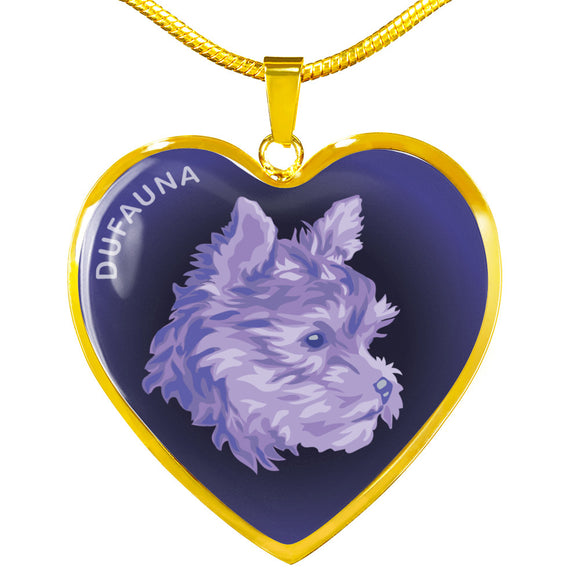 Purple Yorkie Profile Dark Heart Necklace D22