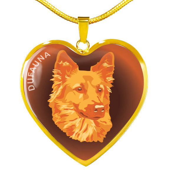 Orange Dog Profile Dark Heart Necklace D22