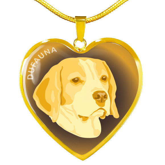 Yellow Beagle Profile Dark Heart Necklace D22