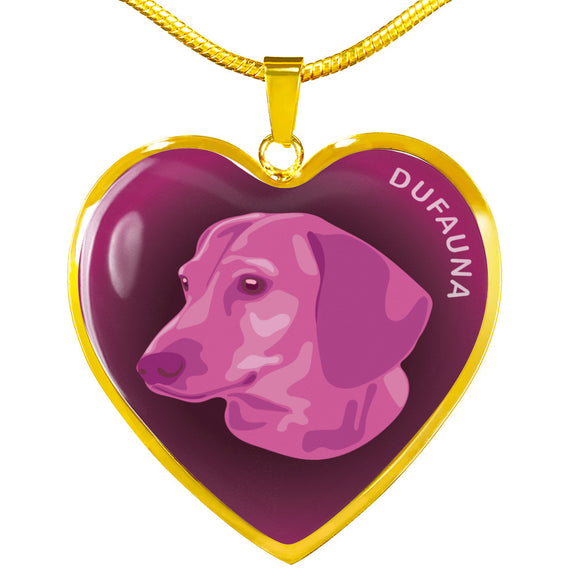 Berry Pink Dachshund Profile Dark Heart Necklace D22