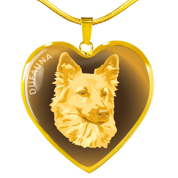 Yellow Dog Profile Dark Heart Necklace D22
