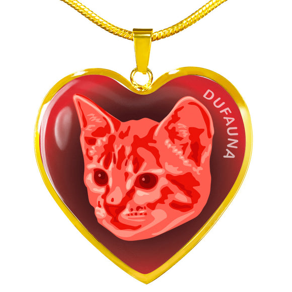Red Cat Profile Dark Heart Necklace D22