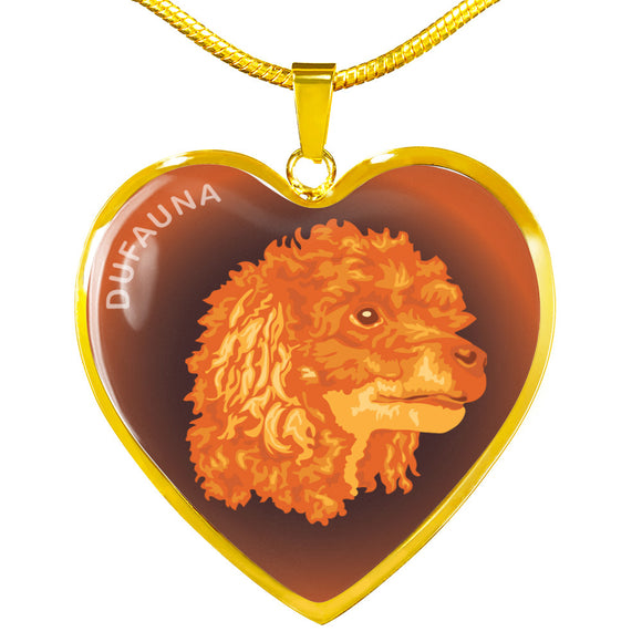 Orange Poodle Profile Dark Heart Necklace D22