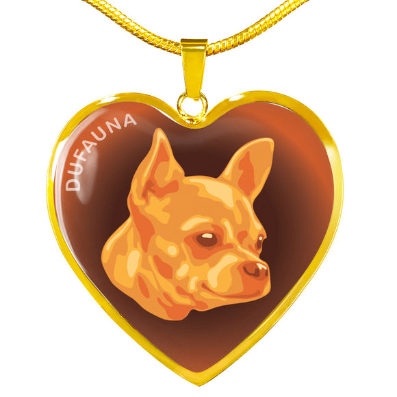 Orange Chihuahua Profile Dark Heart Necklace D22