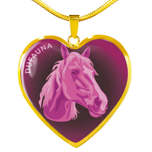 Berry Pink Horse Profile Dark Heart Necklace D22
