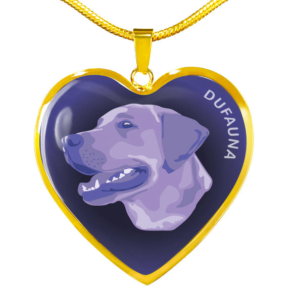Purple Labrador Profile Dark Heart Necklace D22