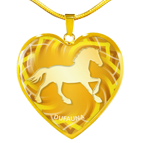Yellow Horse Silhouette Heart Necklace D17