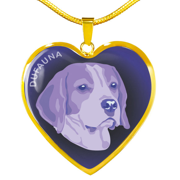 Purple Beagle Profile Dark Heart Necklace D22