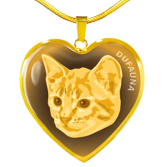 Yellow Cat Profile Dark Heart Necklace D22
