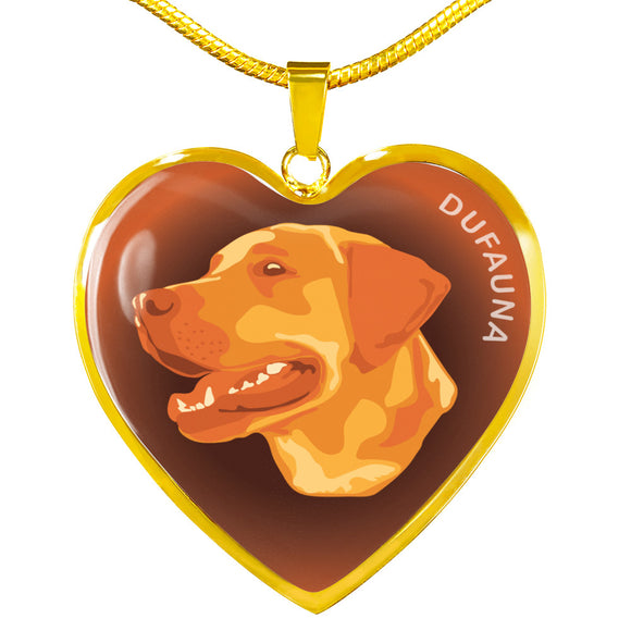 Orange Labrador Profile Dark Heart Necklace D22