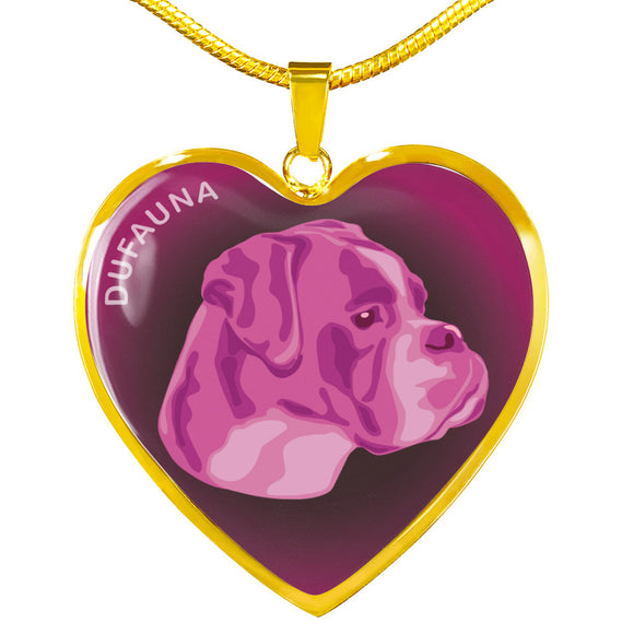 Berry Pink Boxer Profile Dark Heart Necklace D22