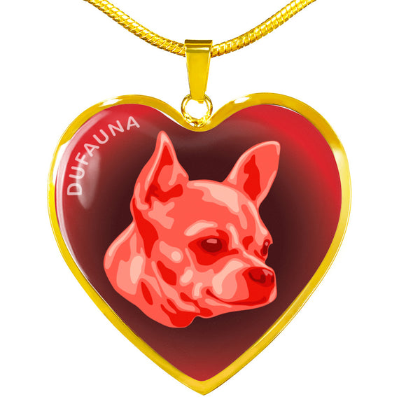 Red Chihuahua Profile Dark Heart Necklace D22