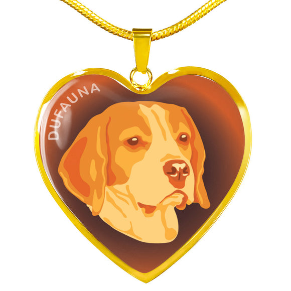 Orange Beagle Profile Dark Heart Necklace D22