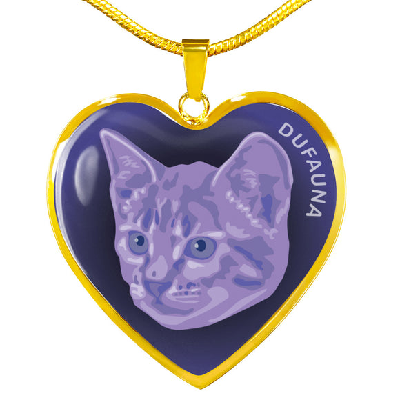 Purple Cat Profile Dark Heart Necklace D22
