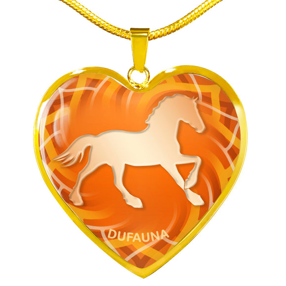 Orange Horse Silhouette Heart Necklace D17