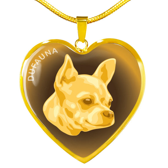 Yellow Chihuahua Profile Dark Heart Necklace D22