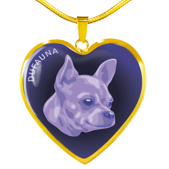 Purple Chihuahua Profile Dark Heart Necklace D22