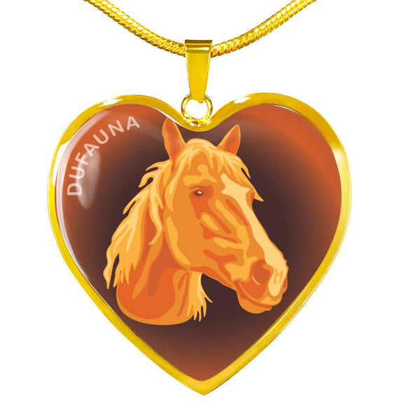 Orange Horse Profile Dark Heart Necklace D22