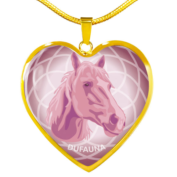 Soft Pink Horse Profile Heart Necklace D21