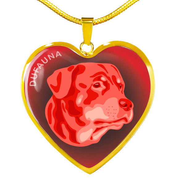 Red Rottweiler Profile Dark Heart Necklace D22