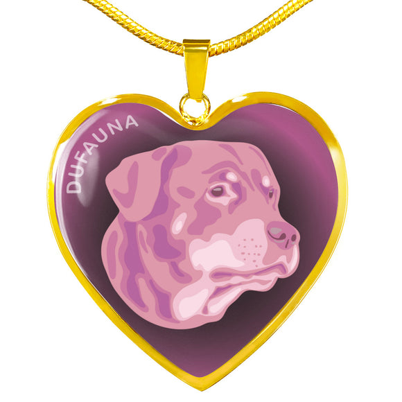Soft Pink Rottweiler Profile Dark Heart Necklace D22