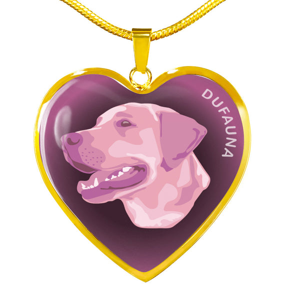 Soft Pink Labrador Profile Dark Heart Necklace D22