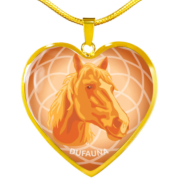 Orange Horse Profile Heart Necklace D21