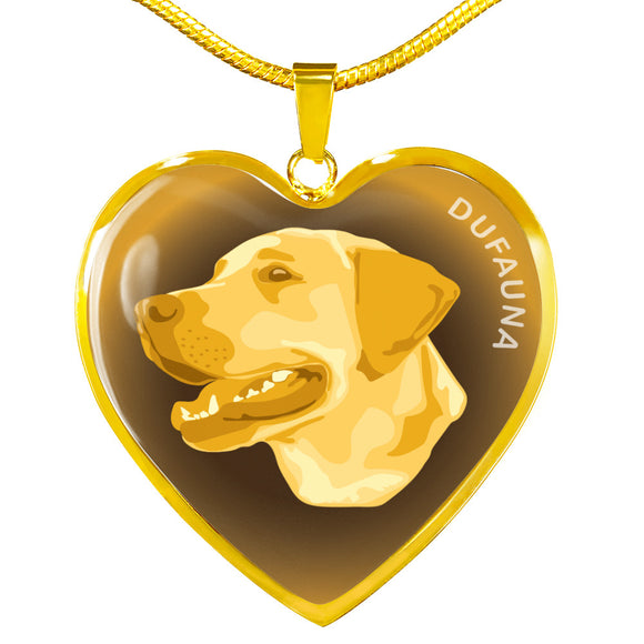 Yellow Labrador Profile Dark Heart Necklace D22
