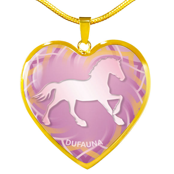 Soft Pink Horse Silhouette Heart Necklace D17